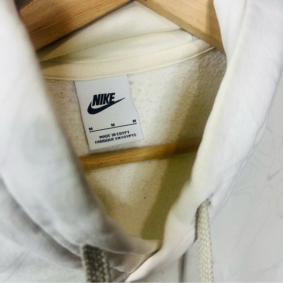 Nike Cream AOP Center Swoosh Terry Fleece Hoodie Medium - Picture 5 of 8
